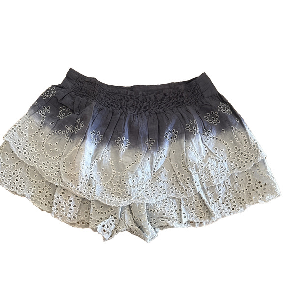 Raga Anthropologie Blue Ombre Eyelet Skort Lined Cotton Womens Medium M Boho - Picture 5 of 9